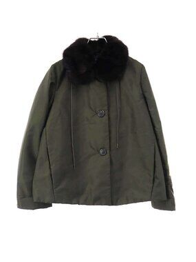 Prada Mink Nylon Short Puffer Coat Olive 38